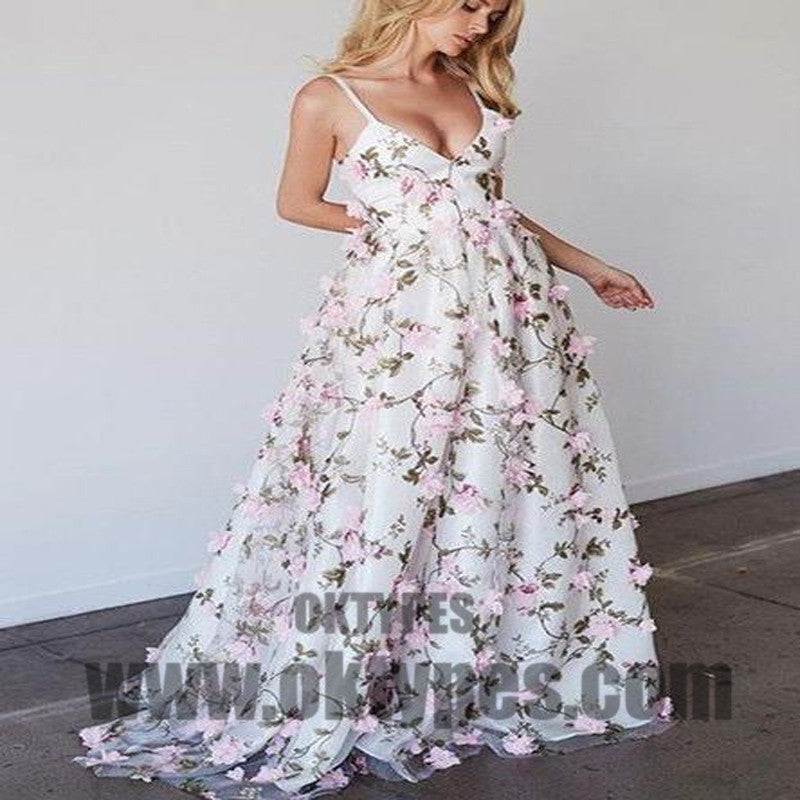 Floral Pink Prom Dress Lace Long Prom Dress, Handmade Flower Prom Dresses, TYP0396