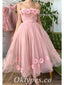 Elegant Pink Tulle Sweetheart Sleeveless A-Line Prom Dresses/Homecoming Dresses With Applique,PDS0491