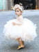 Ball Gown Bateau Long Sleeves Short Tulle Cute Flower Girl Dress with Lace, TYP1010