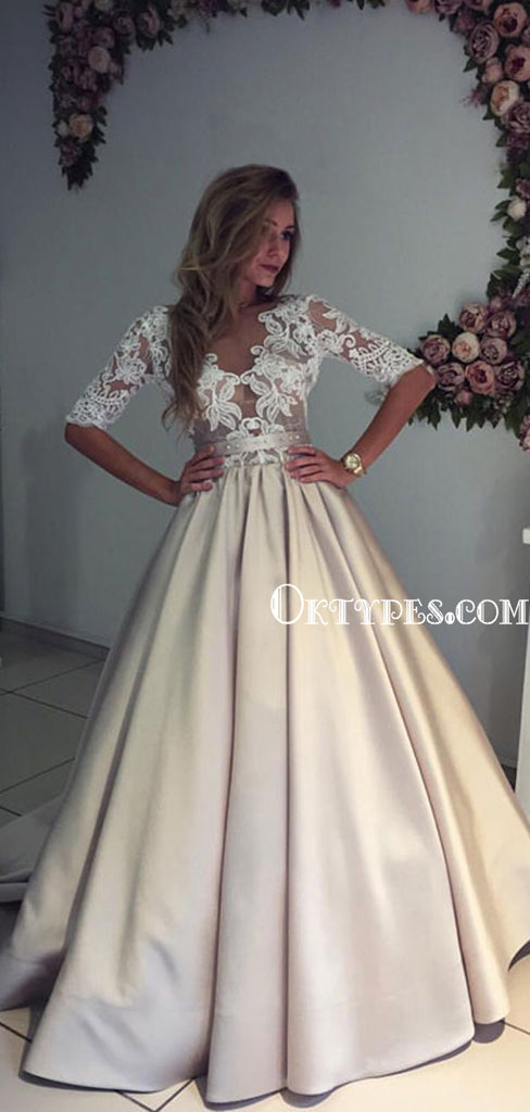 Charming New Arrival Half Sleeves Lace Top Soft Beautiful Simple Wedding Dress, TYP0839