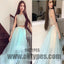 Newest Two Piece Top Beading Tulle Prom Dresses, High Low Prom Dresses, TYP0374