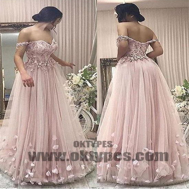 Long Floor Length Prom Dresses, Off-shoulder Prom Dresses, Appliques Prom Dresses, Zipper Prom Dresses, TYP0327