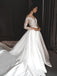 New Arrival V-neck A-line Satin Long Sleeve Wedding Dresses, WDS0083