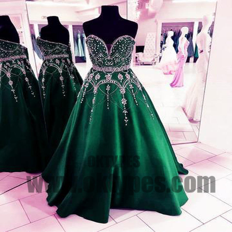 Sweetheart Long Prom Dresses Beading Evening Dresses Backless Formal Dresses, TYP0432