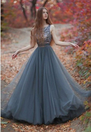 Long Floor Length Prom Dresses, Beading Prom Dresses, Square Prom Dresses, V-back Prom Dresses, TYP0247