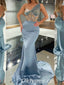 Sexy Satin One Shoulder Sleeveless Mermaid Long Prom Dresses,PDS0437