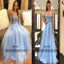 Long Floor Length Tulle Prom Dresses, Off-shoulder Prom Dresses, Beading Prom Dresses, TYP0339