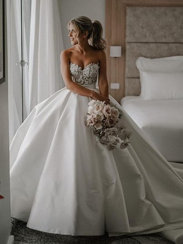 Charming Sweetheart A-line Ball Gown Sleeveless Wedding Dresses, WDS0086