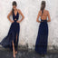 Long Floor Length Prom Dresses, Side Split Prom Dresses, Halter Strap Prom Dresses, Backless Prom Dresses, TYP0335