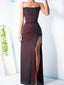 Popular Spaghetti Straps Mermaid Side Slit Simple Prom Dresses, PDS0245