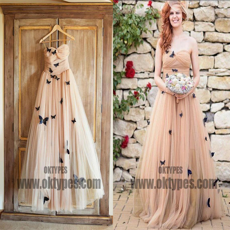 Long Floor Length Tulle Prom Dresses, Sweetheart Prom Dresses, Appliques Prom Dresses, Zipper Prom Dresses, TYP0337