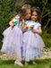 Lovely Tulle Sequin A-line Long Cheap Flower Girl Dresses, FGS0026