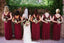 Elegant Sheath Round Neck Open Back Burgundy Lace Long Bridesmaid Dresses, TYP1779