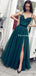 New Arrival Charming Spaghetti Straps A-line Long Cheap Tulle Side Slit Prom Dresses With Beadings, TYP2083