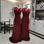 Unique Rust Satin Bridesmaid Dresses Mermaid Long Wedding Guest Dress, BDS0195