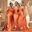 Hot Multiway Orange Bridesmaid Dresses Stretch Satin Wedding Guest Dress , BDS0187