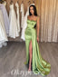 Sexy Satin Spaghetti Straps Side Slit Mermaid Prom Dresses/Evening Dresses,PDS0488