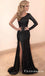 Gorgeous Mermaid One Shoulder Long Sleeve Black Long Prom Dresses , TYP1668