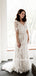 Charming V-neck A-line Lace Short Sleeve Wedding Dresses, WDS0093