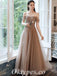 Elegant Tulle Off Shoulder Sleeveless A-Line Long Prom Dresses With Applique And Besding,PDS0710