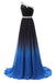 Charming Custom One Shoulder Ombre Beaded Long Evening Prom Dresses, TYP1432