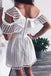 Unique Classy One Shoulder White Short Lace Homecoming Dresses, TYP2023