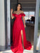 Sexy Off-shoulder A-line Side Slit Long Prom Dresses, PDS0179