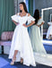 Unique Off The Shoulder White High Low Prom Dresses, TYP1770