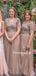 Simple V-neck Sequin Tulle Floor-length Long Cheap Bridesmaid Dresses, BDS0122