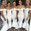 White Mermaid Off-the-Shoulder Long White Bridesmaid Dresses, TYP1559