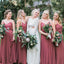 Charming A-Line Spaghetti Straps Dusty Rose Chiffon Bridesmaid Dresses, TYP1477