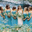 A-Line Off-the-Shoulder Sky Blue Chiffon Bridesmaid Dresses, TYP1405