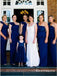 Mermaid One Shoulder Royal Blue Bridesmaid Dresses with Ruffles, TYP1771