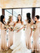 Mermaid Round Neck Rose Gold Sequined Bridesmaid Dresses with Beaded, TYP1772