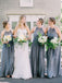 A-Line Crew Long Floor-Length Grey Chiffon Cheap Sleeveless Bridesmaid Dresses Online, TYP1014