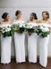 Mermaid Off-Shoulder Long Cheap White Satin Bridesmaid Dresses Online, TYP1015