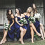 Sheath Off-the-Shoulder Short Dark Blue Bridesmaid Dresses, TYP1552