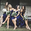 Sheath Off-the-Shoulder Short Dark Blue Bridesmaid Dresses, TYP1552