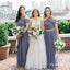 Dark Grey One Shoulder Sleeveless Ruffles Chiffon Bridesmaid Dresses, TYP1810