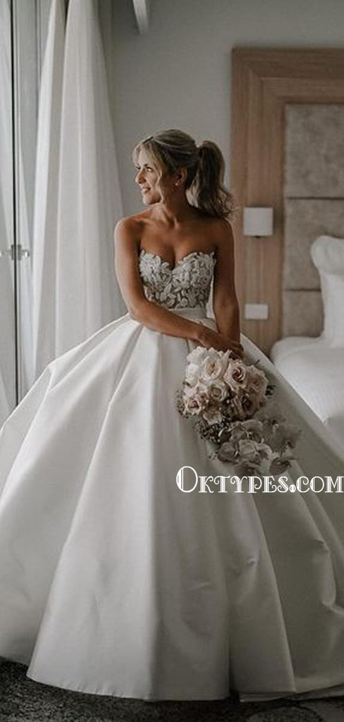 Charming Sweetheart A-line Ball Gown Sleeveless Wedding Dresses, WDS0086