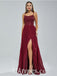 Sexy Sequin Top Chiffon Bottom Spaghetti Straps Criss Cross A-Line Long Prom Dresses,PDS0457