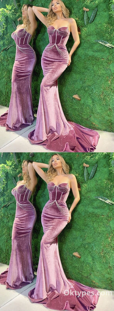 Sexy Velvet Sweetheart Sleeveless Evening Dress,Mermaid Evening prom dresses, Forma Women Dress,PDS0323