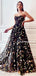 Unique Gorgeous Black Floral Embroidered Long Prom Dresses, TYP1730