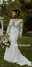 Elegant V-neck Mermaid Long Sleeve Long Wedding Dresses, WDS0078