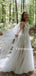 Charming V-neck A-line Lace Tulle Simple Wedding Dresses, TYP0959