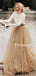 Round Neck Long Sleeve Backless Lace Tulle Country Wedding Dresses, TYP0957