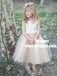 A-Line Bateau Tea-Length Blush Tulle Flower Girl Dresses, TYP0887