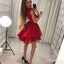 Pretty Round Neck Short Cheap Red Lace Homecoming Party Dresses, TYP1044