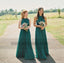 Cheap Halter Green Custom Chiffon Long Bridesmaid Dresses, TYP0815