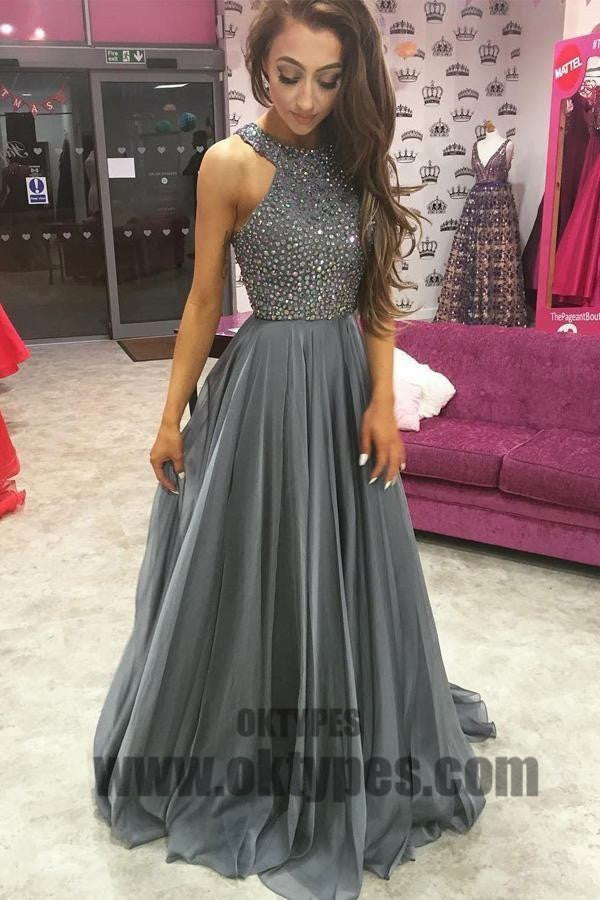 Long Floor Length Prom Dresses, Beading Prom Dresses, Halter Prom Dresses, Zipper Prom Dresses, TYP0315